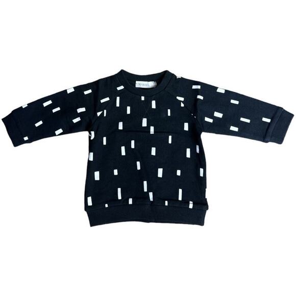 Miles Baby Unisex Black White Square Print Raglan Sweatshirt Baby 6M NWT - Picture 1 of 5
